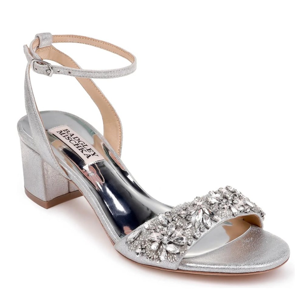 Badgley Mischka Ivanna Silver Ankle Strap Sandal